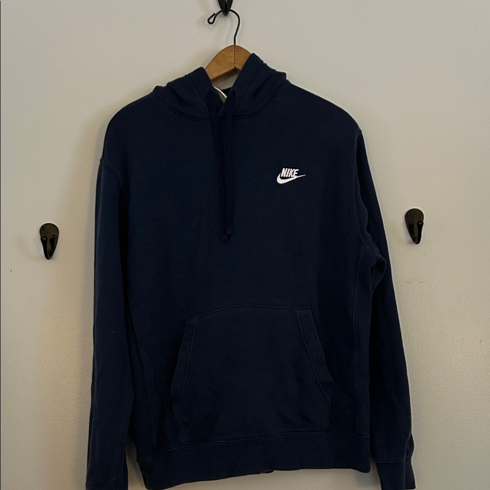 Nike Men's Navy Hoodie with White Logo